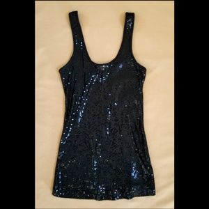 🔥Express Black Sequin Sexy Basic Tank